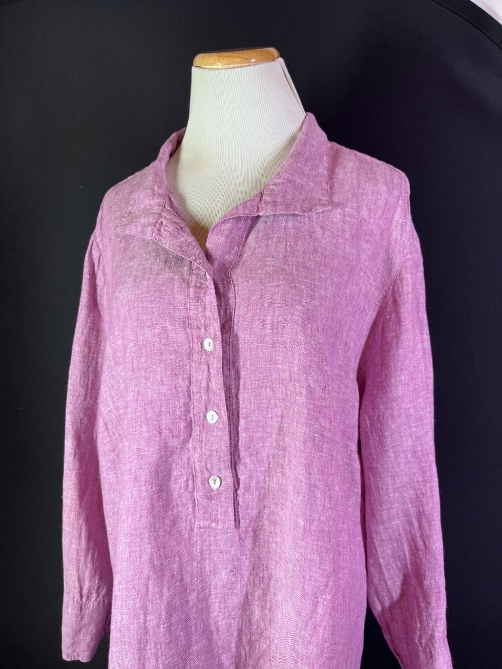 Chico's Size 4 (20-22) Linen Tunic Top Pinkish-Purple - Picture 5 of 10